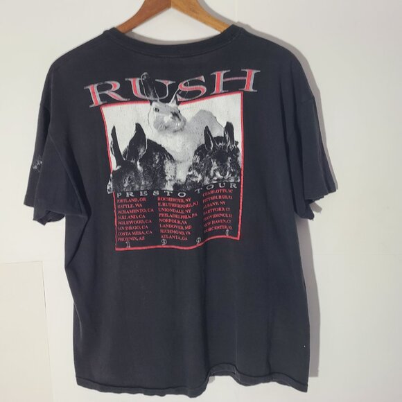 Vtg 1990 Rush Presto Black 2-Sided XL Boxy Tee Single Stitch Distressed Made/USA - Picture 2 of 10